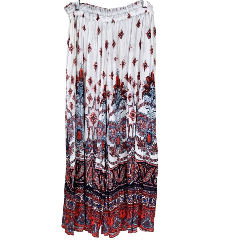 Free People Boho Gold Dust Printed Wide Leg High Waist Flowy Pants